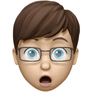 😦 Memoji, Эмодзи, Лицо, в шоке, удивлён, очки telegram sticker