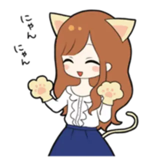 🐯 きゅん garota gato, kawaii, fofo, garota, anime whatsapp sticker