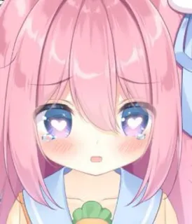 😦 Anime, Kawaii, Lindo, Pelo rosa, Dibujos animados, Chibi, Manga, Ojos de corazón whatsapp sticker