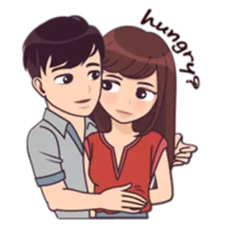 🍴 Honey Paar, Liebe, Romantik, Cartoon, Zuneigung, Umarmung, Herz, Süß whatsapp sticker