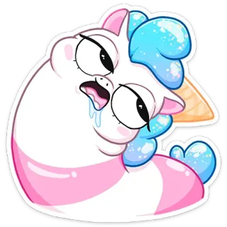 🤤 unicórnio, desenho animado, fofo, engraçado, adesivo, gordinho, exausto telegram sticker