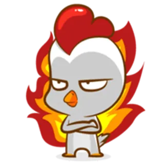 😡 cartone animato, pollo, fuoco, arrabbiato, uccello, rosso, fiamme whatsapp sticker