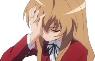 🤦 Taiga Aisaka Toradora! anime, frustrated, tired, anime girl, facepalm telegram sticker
