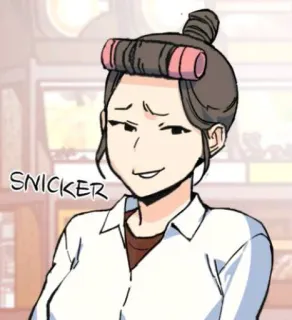 ✨ SNICKER mujer, dibujo animado, sonrisa burlona, personaje, cómic telegram sticker