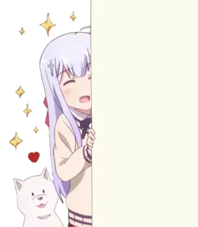 👀 anime, cute, character, dog, stars whatsapp sticker