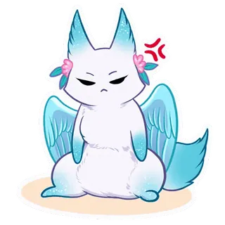 😡 fox, winged fox, cute, cartoon, animal, angry, irritated telegram sticker
