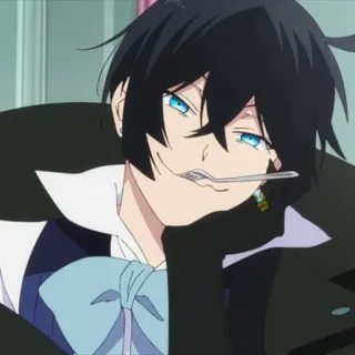 ✖️ anime, male, blue eyes, fork telegram sticker
