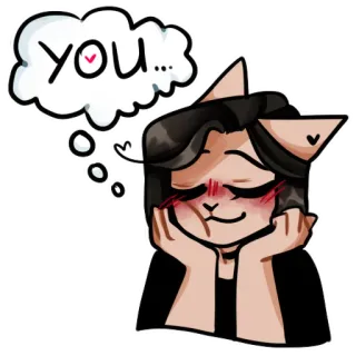 ☁️ you... 猫, 愛, アニメ, かわいい, 猫耳, 考え中 whatsapp sticker