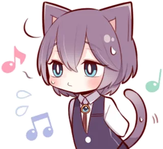 🎵 chat, anime, musique, kawaii, chibi, mignon, neko, manga telegram sticker