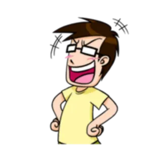 😂 cartoon, character, glasses, happy, smile, person, illustration telegram sticker