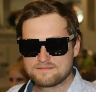😎 sunglasses, pixelated, meme, person, man, pixel glasses, portrait, pixelated glasses telegram sticker