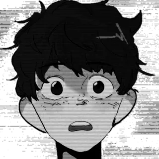 🍙 Anime, Mangá, Triste, Menino, Falha digital telegram sticker
