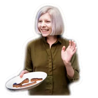 🍪 wanita, orang, makanan, piring whatsapp sticker