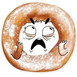 😵 donut, nourriture, dessert, dessin animé, en colère, mignon, personnage telegram sticker