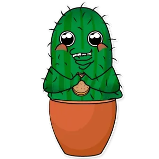 🙁 선인장, 식물, 귀여운, 카와이, 버거, 음식, 만화, 웃긴 telegram sticker