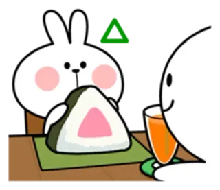 🍙 可愛い, うさぎ, おにぎり, 食べ物, 食べる telegram sticker