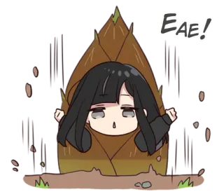👋 EAE! Anime, Manga, Lindo, Chibi, Chica, Brote de bambú whatsapp sticker