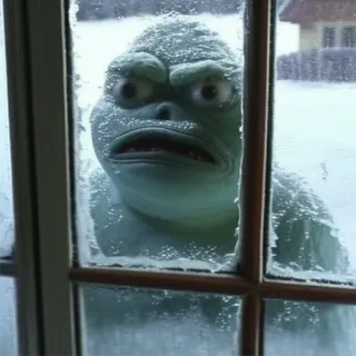 🧐 monster, creature, window, cold, scary, funny, frozen, outside telegram sticker