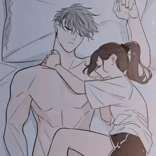 📍 coppia, amore, dormire, anime, romantico, illustrazione telegram sticker