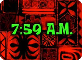 😔 7:59 A.M. temps, matin, spongebob, fond, horloge telegram sticker