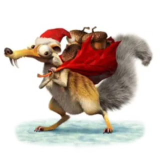 ☃ Scrat Ice Age белка, рождество, шапка Санты, желуди, ледниковый период telegram sticker