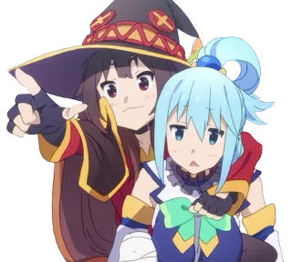 👈 Megumin Konosuba อนิเมะ, konosuba, เมกุมิน, อควา, ตัวละคร, สติกเกอร์ telegram sticker