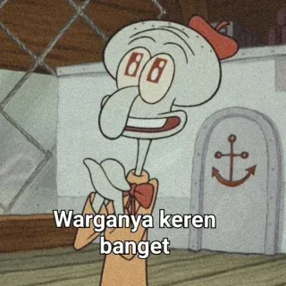 🌟 Squidward Tentacles SpongeBob SquarePants Warganya keren banget Carlo Tentacule, Bob l'éponge, dessin animé, drôle, Indonésie, ancre, mème whatsapp sticker