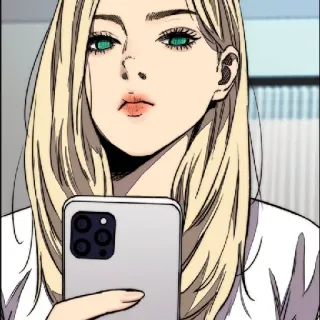 ❤️ woman, selfie, blonde, cartoon, anime, digital art whatsapp sticker