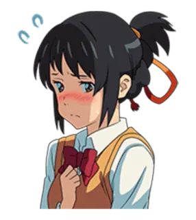 ☺️ Miyamizu Mitsuha Your Name anime, manga, character, Miyamizu Mitsuha, Your Name telegram sticker