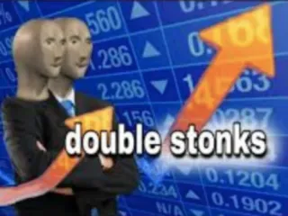 📈 double stonks Mème, Stonks, Finance, Investissement, Humour, Internet whatsapp sticker