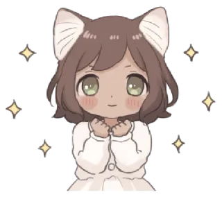 🍄 动漫, 可爱, 卡哇伊, 猫耳朵, 闪光, 漫画 whatsapp sticker