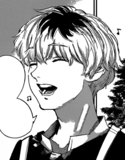 ☕ Anime, Manga, Ritratto, Sorriso, Illustrazione, Bianco e nero telegram sticker