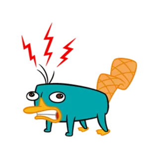 😠 Perry the Platypus Phineas and Ferb ornitorinco, animale, cartone animato, Disney, divertente telegram sticker