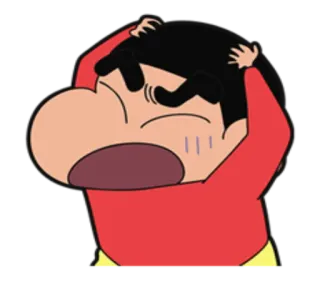 😣 Shin-chan Nohara Crayon Shin-chan Anime, Dessin animé, Choqué, Stressé, Contrarié, Garçon animé telegram sticker