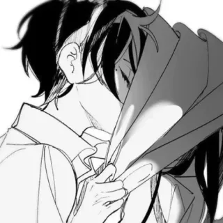 🍌 Anime, Küssen, Liebe, Romantik, Paar, Schwarzweiß telegram sticker