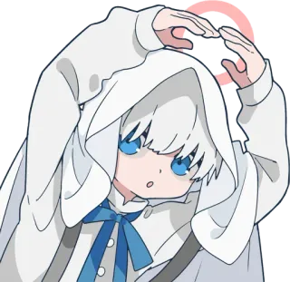⭕ Anime, Personaje, Lindo, Capucha, Ojos Azules, Kawaii telegram sticker