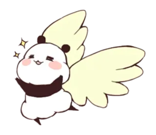 👼 Panda, Dier, Schattig, Engel, Vleugels, Kawaii telegram sticker