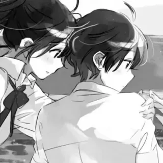 🖤 アニメ, マンガ, カップル, 恋愛, 白黒 telegram sticker
