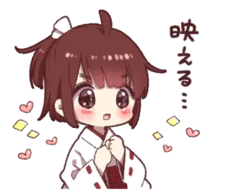 ✨ 映える… fille anime, mignon, pailleté, coeurs, japonais, autocollant telegram sticker
