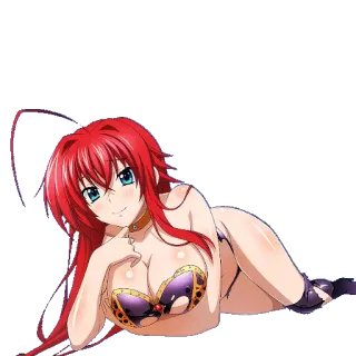 👄 Rias Gremory High School DxD anime, cabelo ruivo, sexy, fan service telegram sticker
