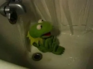 😢 Kermit pupazzo, Kermit la rana, vasca da bagno, doccia, verde, muppet telegram sticker