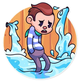 😔 buồn, khóc, nước, hoạt hình, lũ lụt, nước mắt, khó chịu telegram sticker
