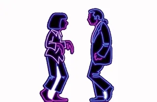 🕺 tanzen, silhouette, neon, retro, menschen telegram sticker