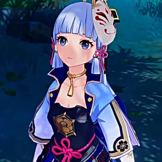 ❄️ Kamisato Ayaka Genshin Impact Anime, Video game, Karakter, Genshin Impact, Kamisato Ayaka, Topeng, Topeng rubah telegram sticker