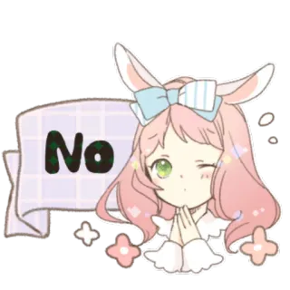 ❌ No кролик, аниме, нет, милый, девушка, стикер telegram sticker