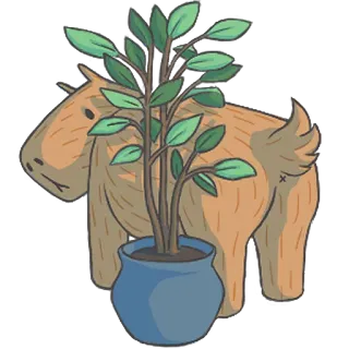 🙈 animal, plant, pot, cute, cartoon telegram sticker