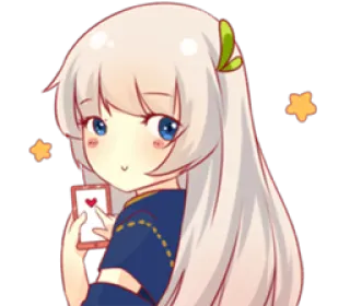 📱 Anime, Gadis, Lucu, Stiker, Hati, Telepon, Kawaii telegram sticker