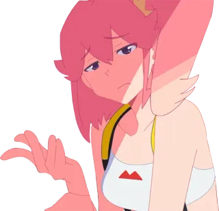 🤨 Anime, Ragazza, Capelli rosa, Cartone animato, Personaggio, Gesto telegram sticker