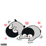 🐧 chim cánh cụt, dễ thương, kawaii, tình yêu, trái tim telegram sticker