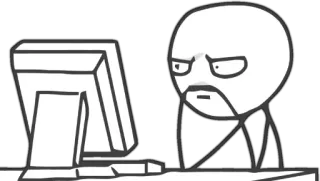 😕 strichmännchen, computer, internet, meme, wütend, frustriert telegram sticker